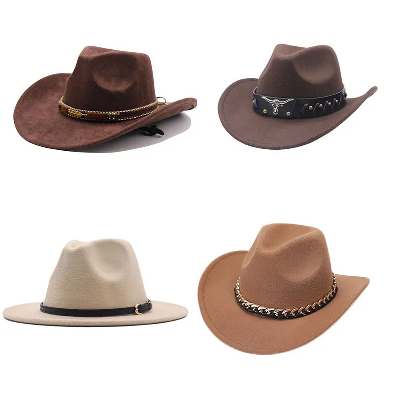 Ethnic Style Topper Hat Western Cowboy Hat Tibetan Tibetan Performance Hat Woolen Hat Central Retro Woolen Hat