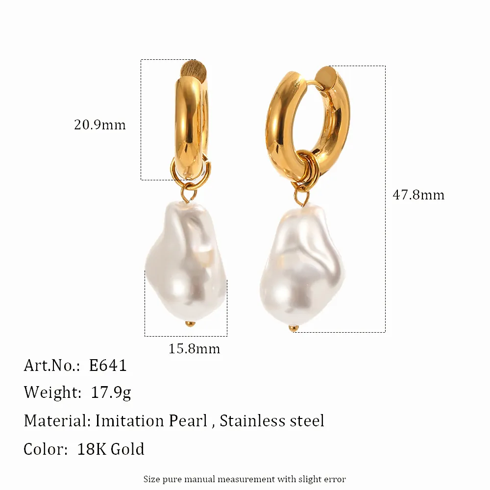 Élégant Ensemble Bijoux Acier Inoxydable Plaqué Or Künstliche Perles D'eau Douce Collier Bracelet Boucles D'oreilles Et Bague Femmes