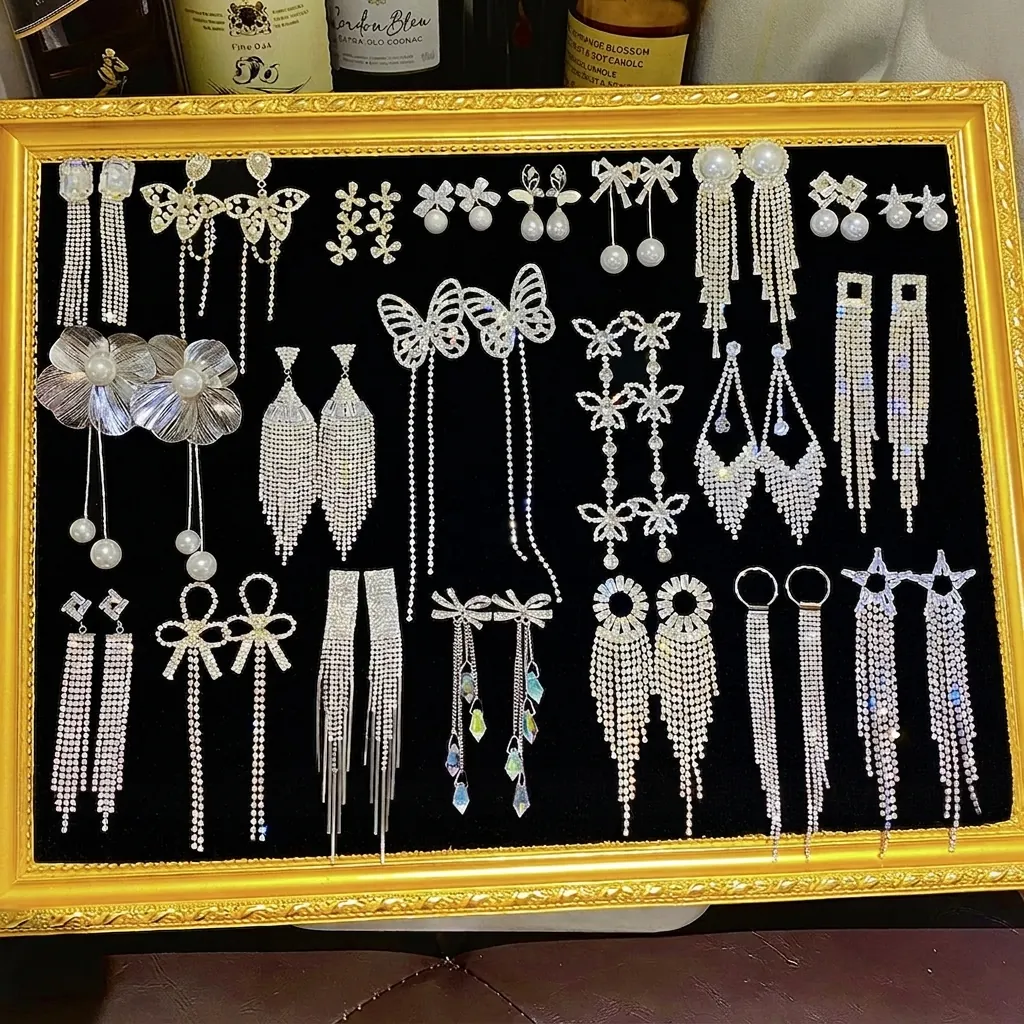 Elegant Long Tassel Dangle Earrings For Women With Rhinestone Artificial Pearl And 925 Sterling Silver Earring Post Luxury Design