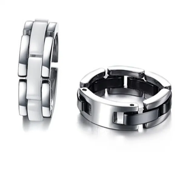 Minimalistischer Ring Titan Edelstahl Keramik Kettenglied Design Moderner Schmuck Herren Damen