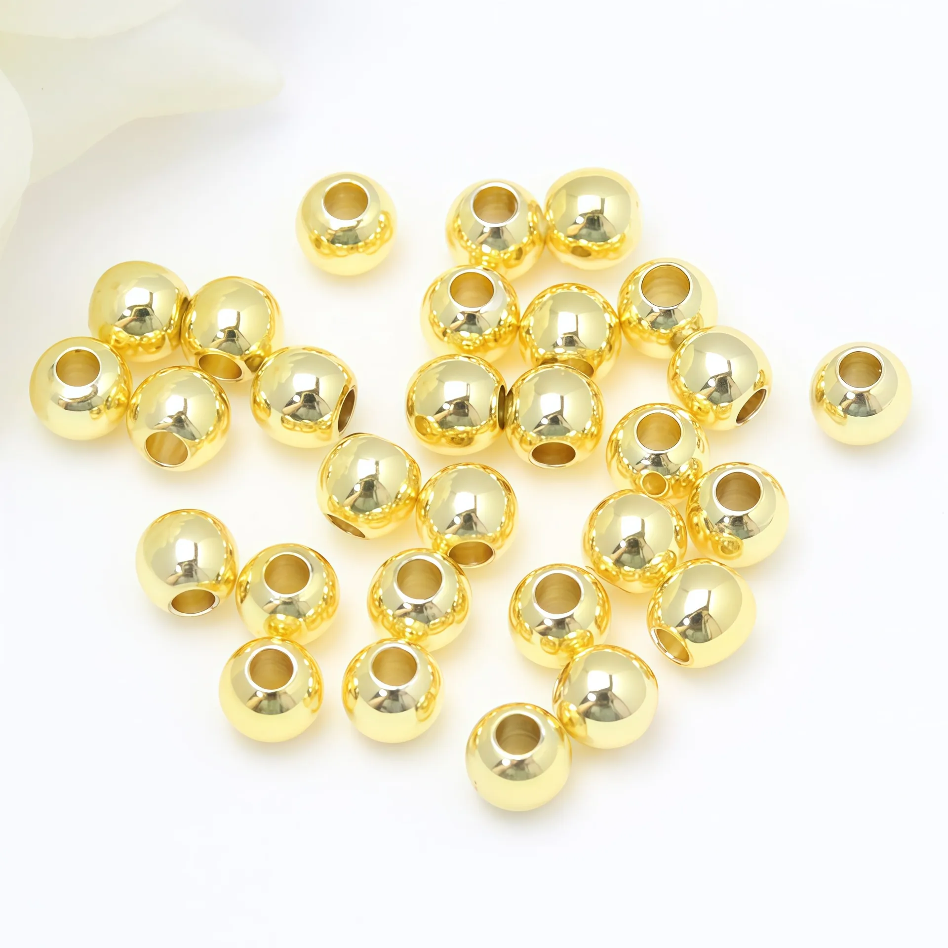 Perle Distanziatrici Tonde In Rame Lucidato Placcate Oro Perle Sciolte Lisce Per Creazione Di Gioielli Fai Da Te Braccialetti Collane