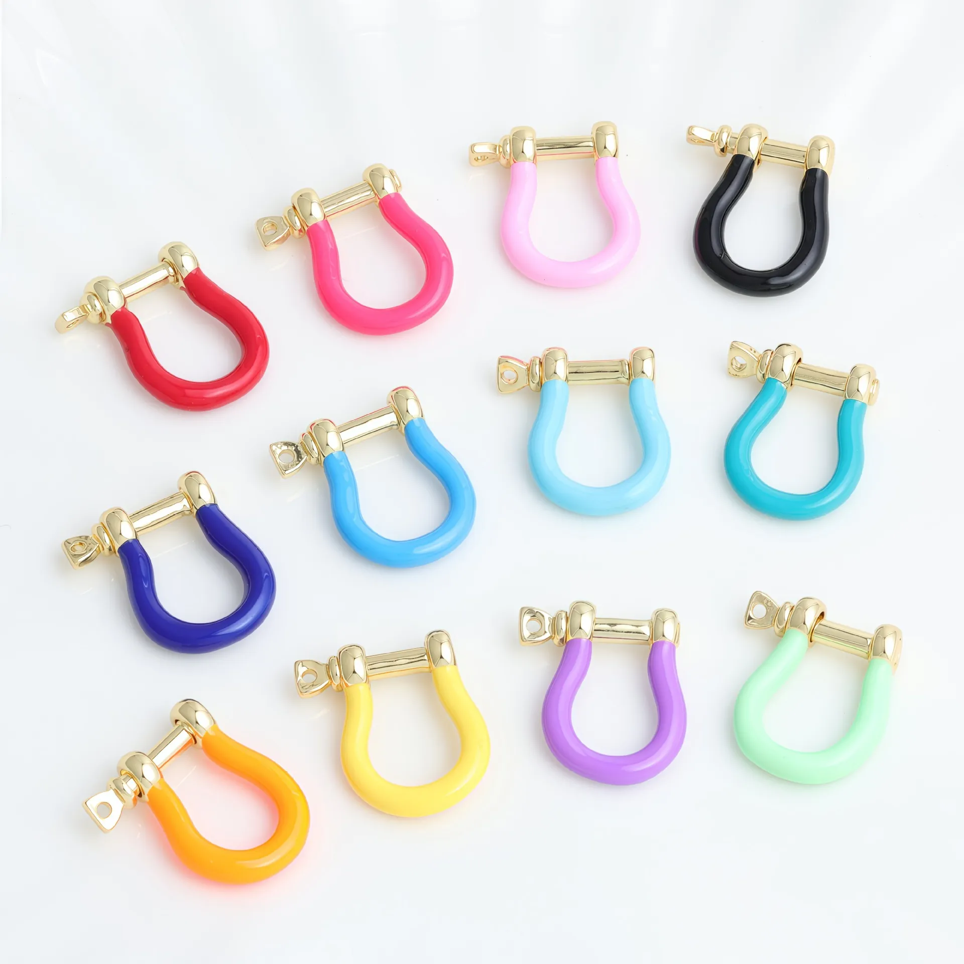 U Shape Horseshoe Shackle Connector Brass Enamel Gold Plated For DIY Necklace Bracelet Making Jewelry Accessory