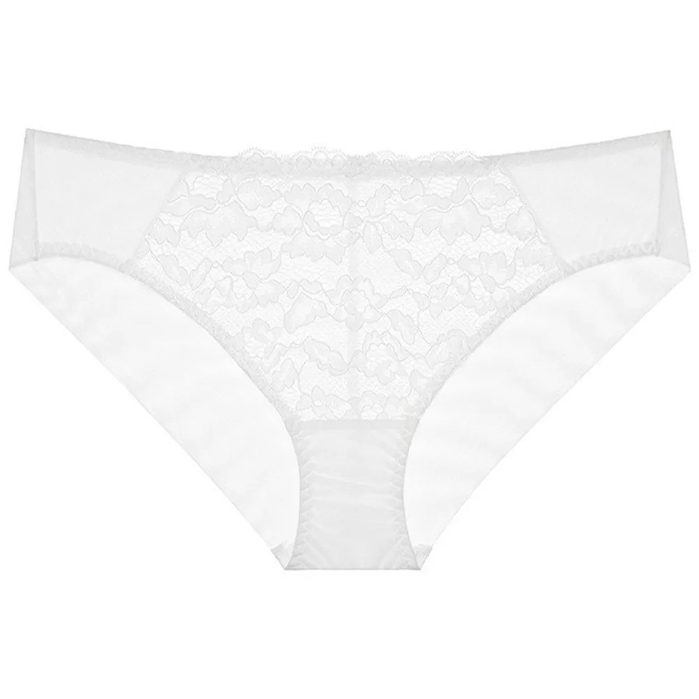 Bragas de Encaje y Malla Sexy para Mujer Transpirable Levantamiento de Cadera Cintura Baja Floral con Entrepierna de Algodón