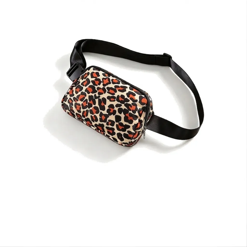 Waterproof Nylon Fanny Pack Crossbody Waist Bag For Outdoor Sport Travel Leopard Cow Marble Print Casual Lightweight