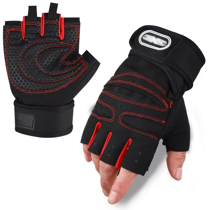 Professionelle Halbfinger Fitnesshandschuhe Mit Verstellbarer Handgelenkstütze Rutschfeste Wabenstruktur Atmungsaktive Trainingshandschuhe Für Radfahren Gewichtheben