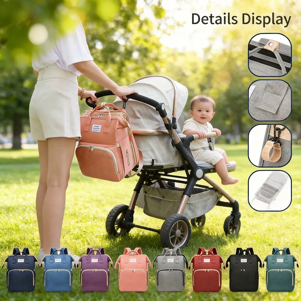Wickelrucksack Wasserdicht Oxford Tuch Faltbares Tragbares Babybett Multifunktional Reise Babypflege Organisator Große Kapazität