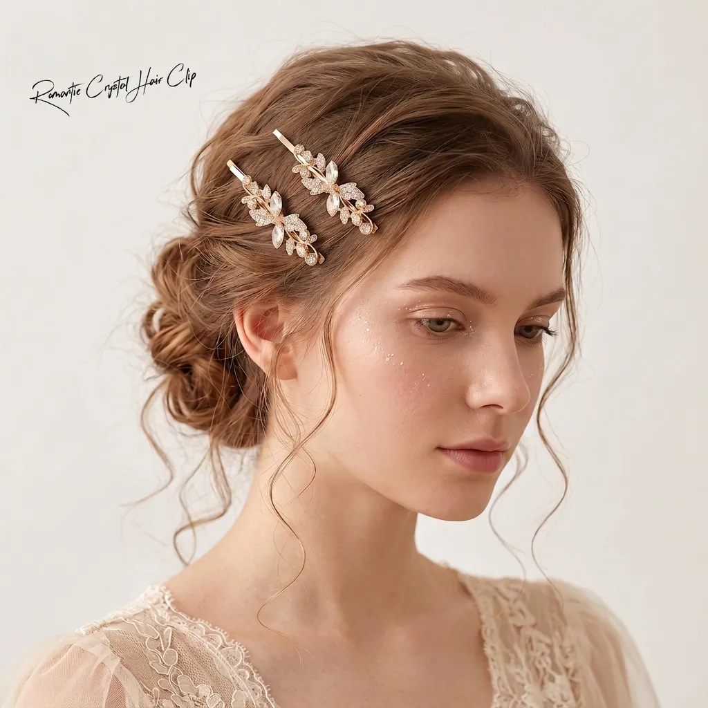 Western Style Rhinestone Leaf Alloy Hair Clips For Women Gold Geometric Floral Metal Bobby Pins Wedding Party Hair Accessories