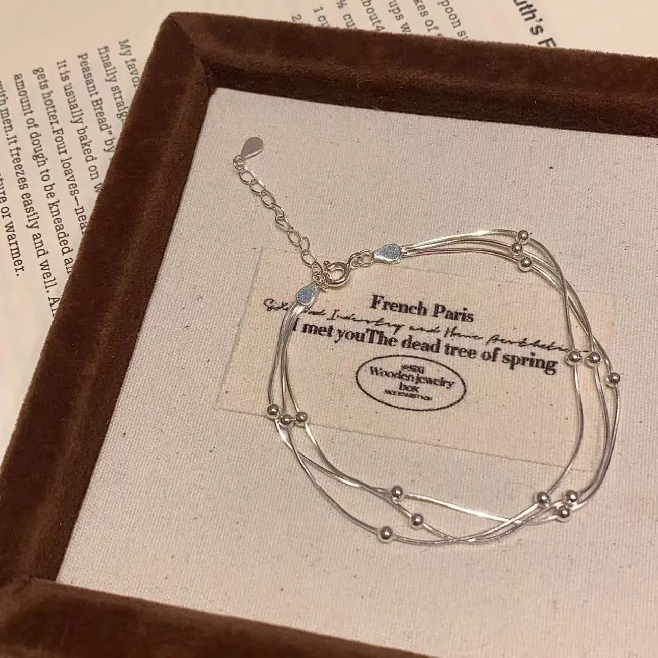 Bracciale A Tre Strati In Argento Sterling S925 Con Perline Gioielli Alla Moda Catena A Spina Di Serpente Coreana