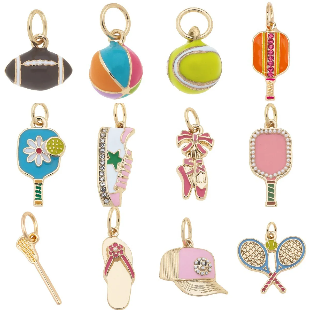 Collana con Pendente in Acciaio Inossidabile Stile Dopamina Smalto Colorato Sport Rugby Racchetta da Tennis Scarpe Ciabatta per Donna Gioielli di Moda