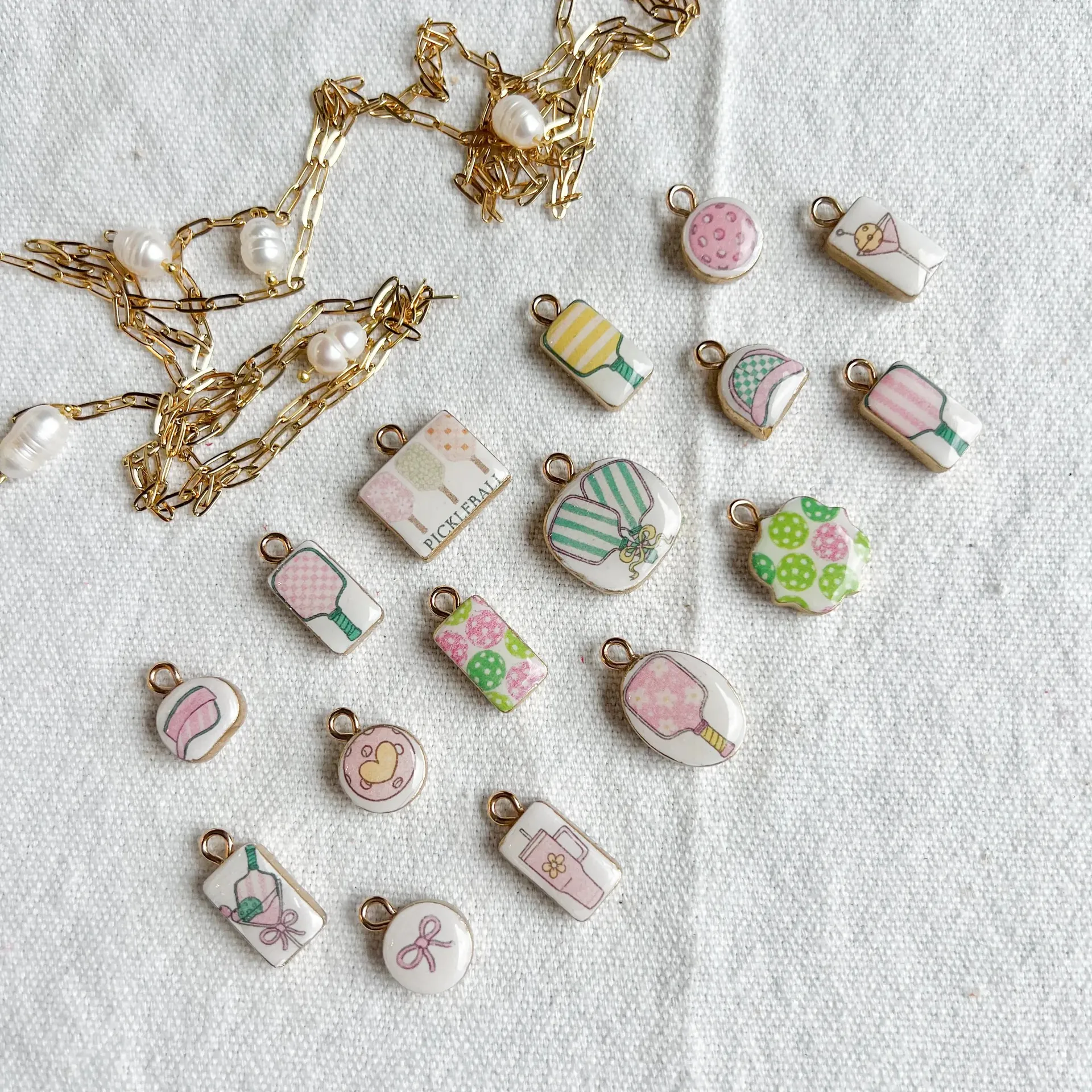Edelstahl Emaille Anhänger Halskette Dopamin Stil Hamburger Schläger Herz Schleife Künstliche Perle Strass Schmuck Für Damen