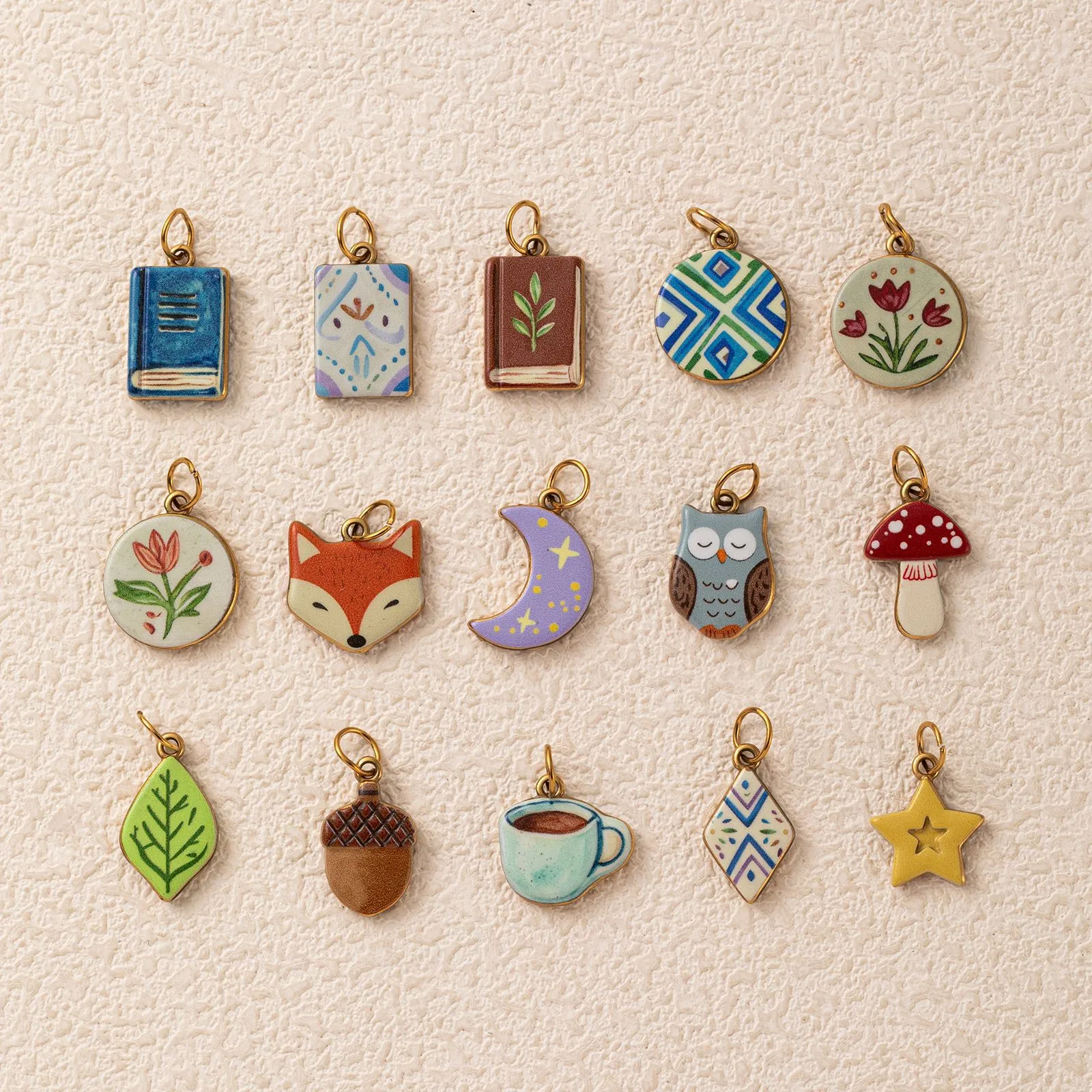 Stainless Steel 18K Gold Plated Plant Animal Series Charms Enamel Pendants For DIY Jewelry Making Necklace Chains For Women