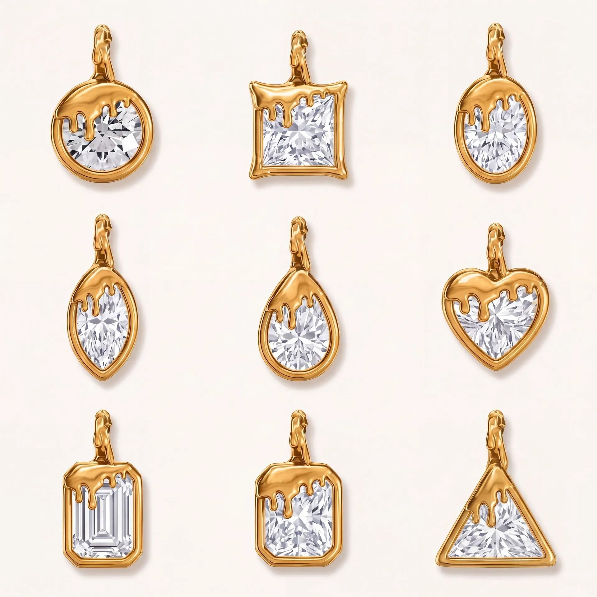 Roestvrijstalen Strass Geometrische Hanger DIY Ketting Basis 18K Verguld Vloeibaar Metaal Stijl Sieraden Accessoire Voor Dames