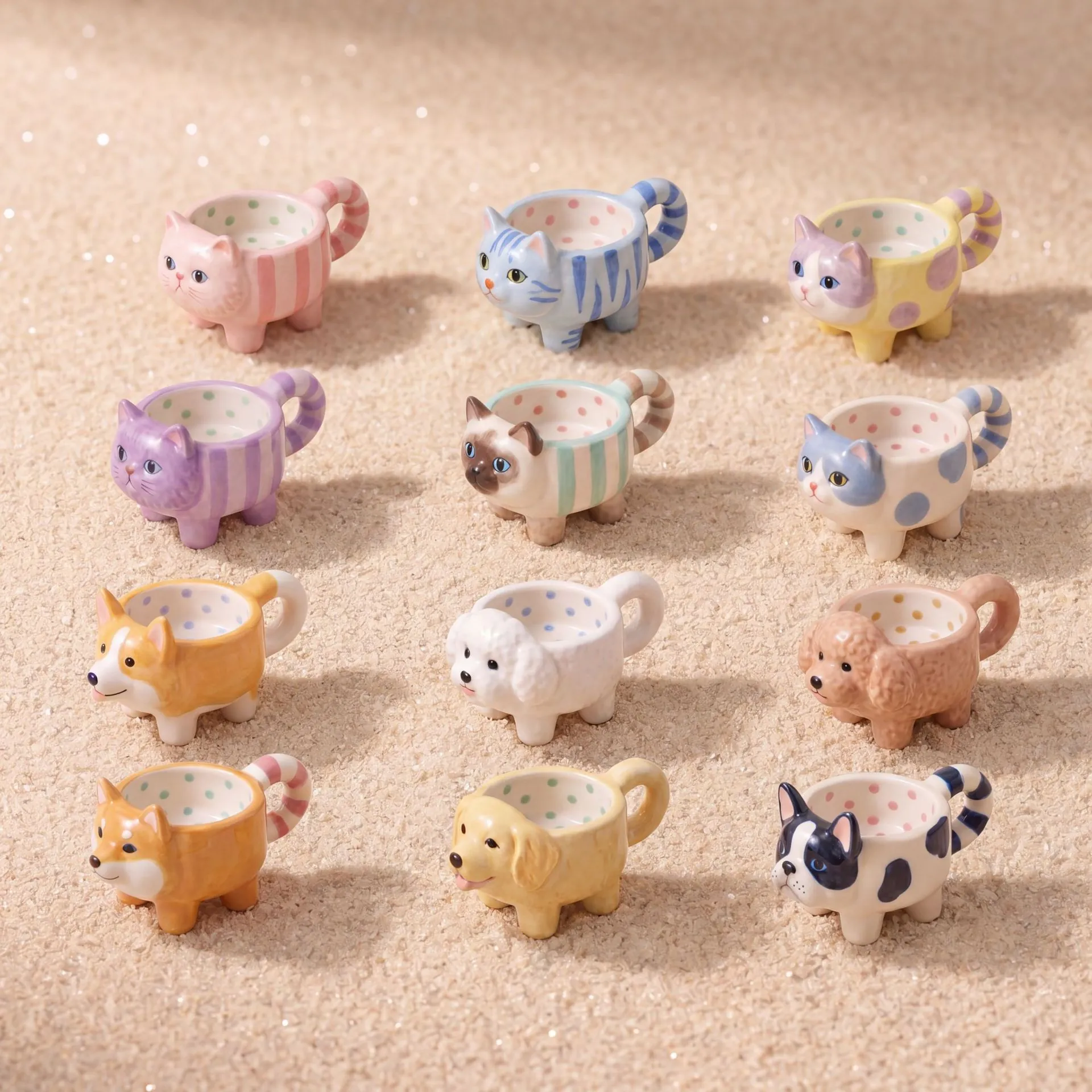 Cartoon Animal Teacup Pendant 316 Stainless Steel Cat Dog Corgi Charm For Necklace Making Fashion Jewelry Commute Daily Accessory