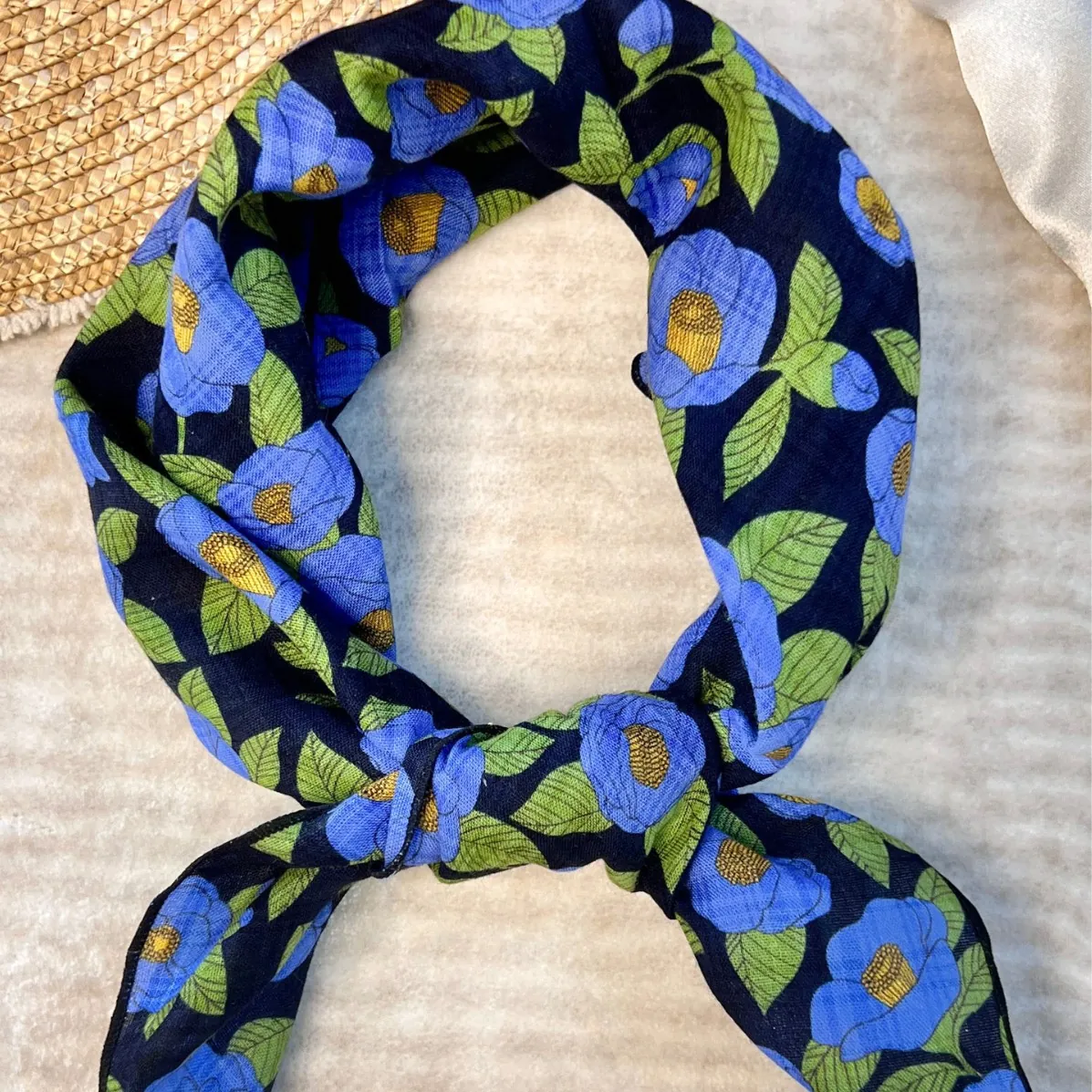 Women's Preppy Style Sweet Pastoral Printing Cotton And Linen Printing Bandanas
