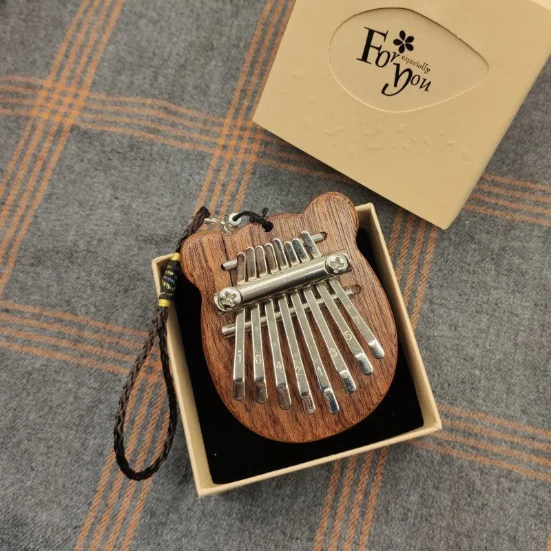 Mini 8 Key Kalimba Thumb Piano Solid Wood Portable Musical Instrument For Beginners Heart Bear Totoro Shape Gift