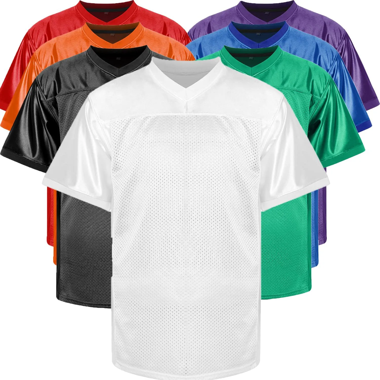 Men's Blank Mesh Sports Jersey Breathable V-Neck Training Shirt Plain Athletic Top For Baseball Football Match Gym Outdoor