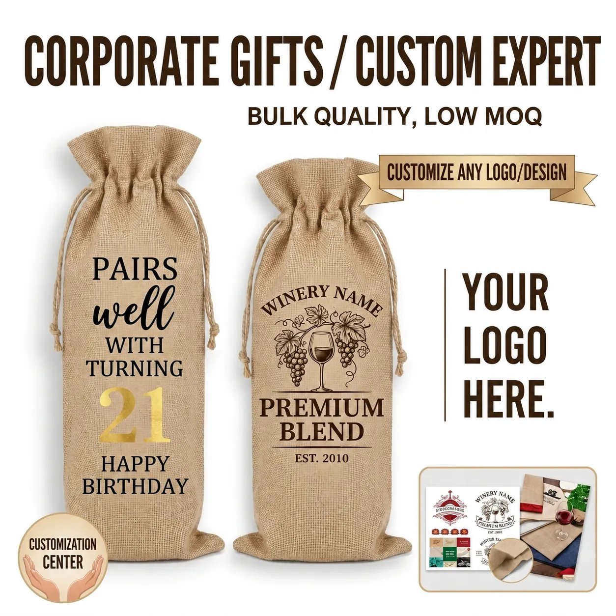 Jute Wein Geschenktüten Kordelzug Leinen Flaschenhüllen Für Weihnachten Geburtstag Hochzeit Ruhestand Einweihung Feier Party Deko