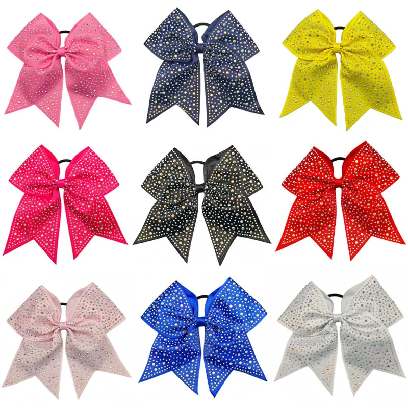 Kinder Funkelnde Strass Schleife Haargummi Schwalbenschwanz Cheerleading Stoff Pferdeschwanz Halter Für Mädchen Aufführung Zubehör