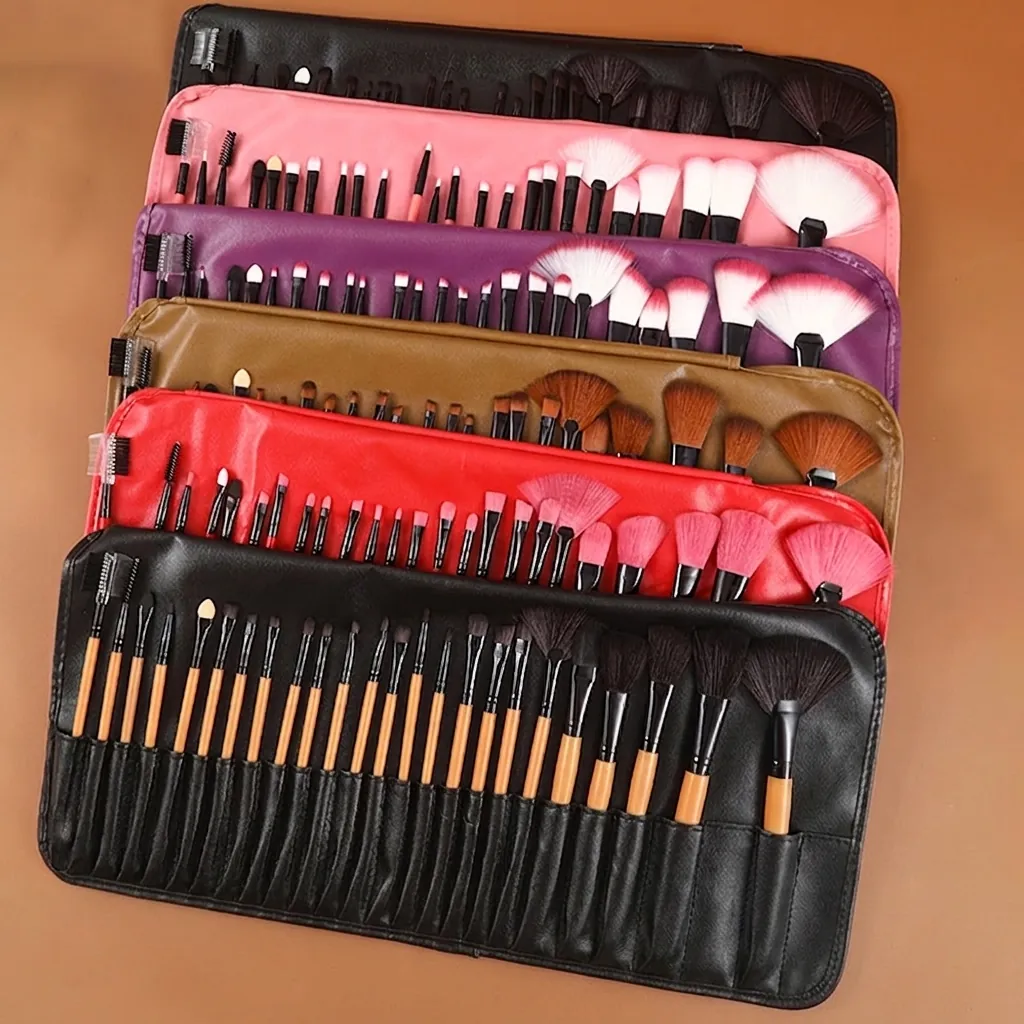 Professional Makeup Brush Collection Synthetic Fiber Cosmetic Tools With Portable Storage Pouch For Foundation Eyeshadow Application