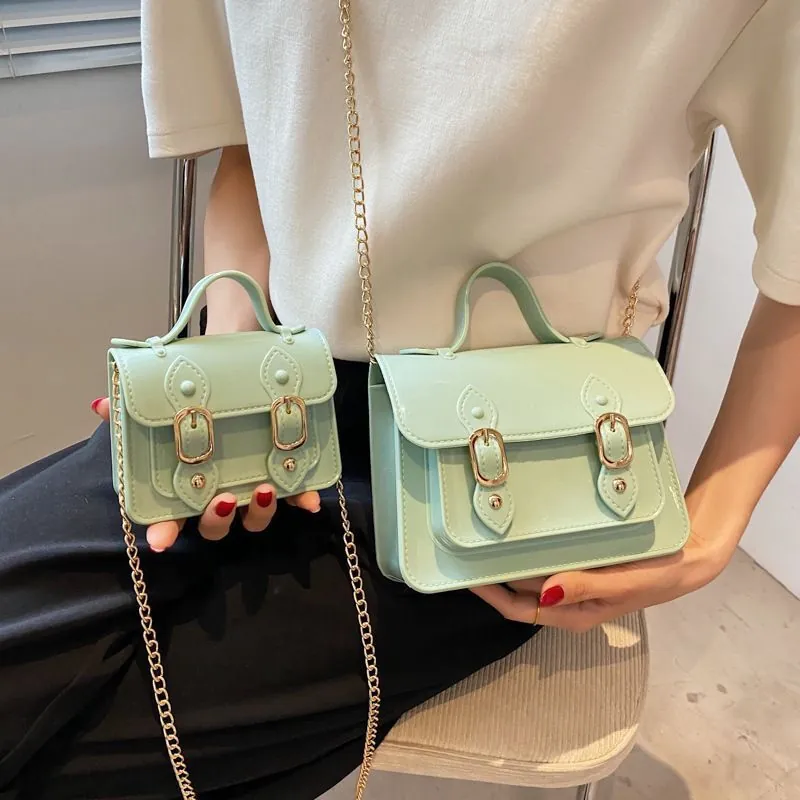 Women Jelly Satchel Bag Mini Crossbody Bag Clear PVC Handbag Summer Fashion Chain Shoulder Bag For Women
