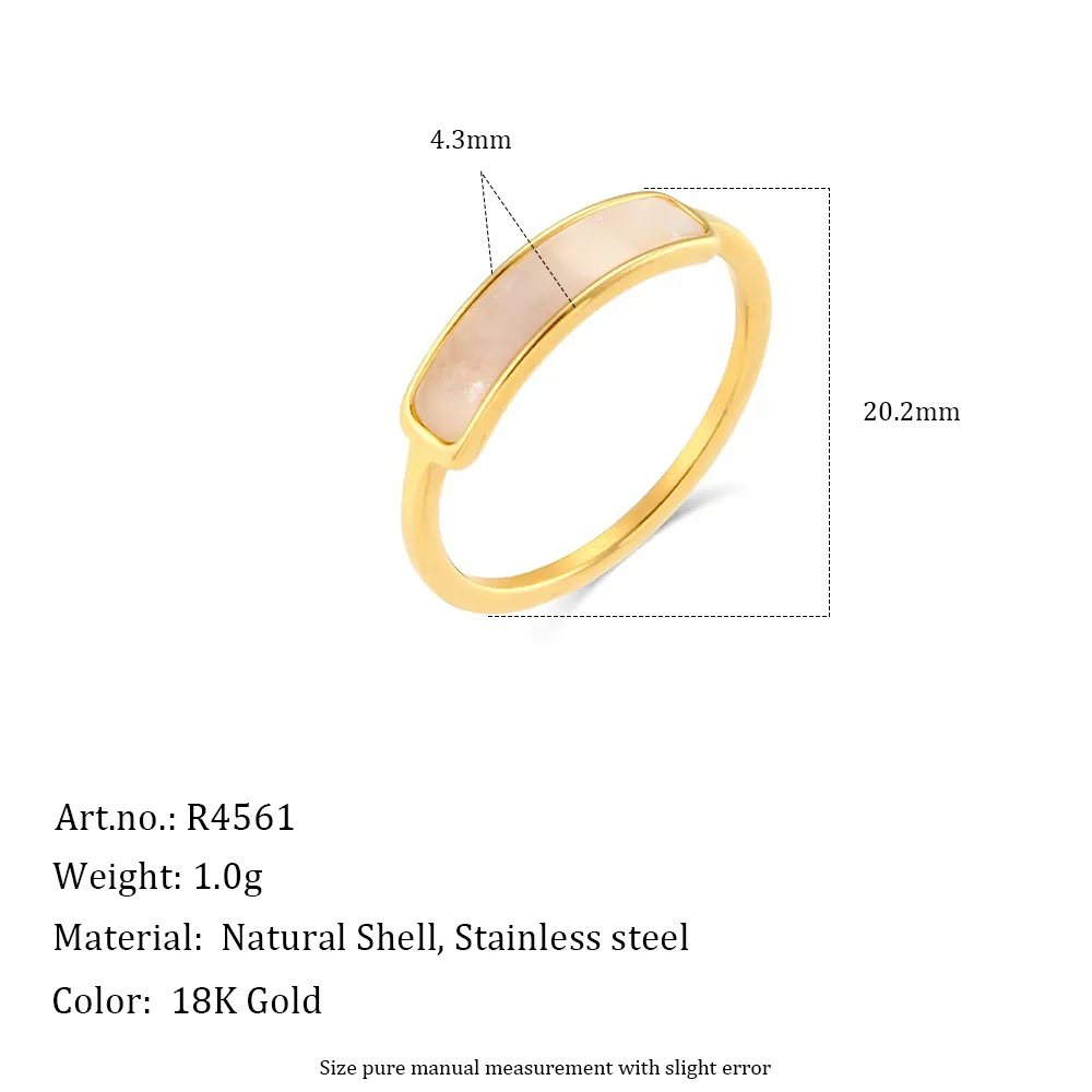 Stainless Steel Gold Plated Ring With Natural Mother Of Artificial Pearl And Cubic Zirconia Geometric Luxury Ins Style For Women