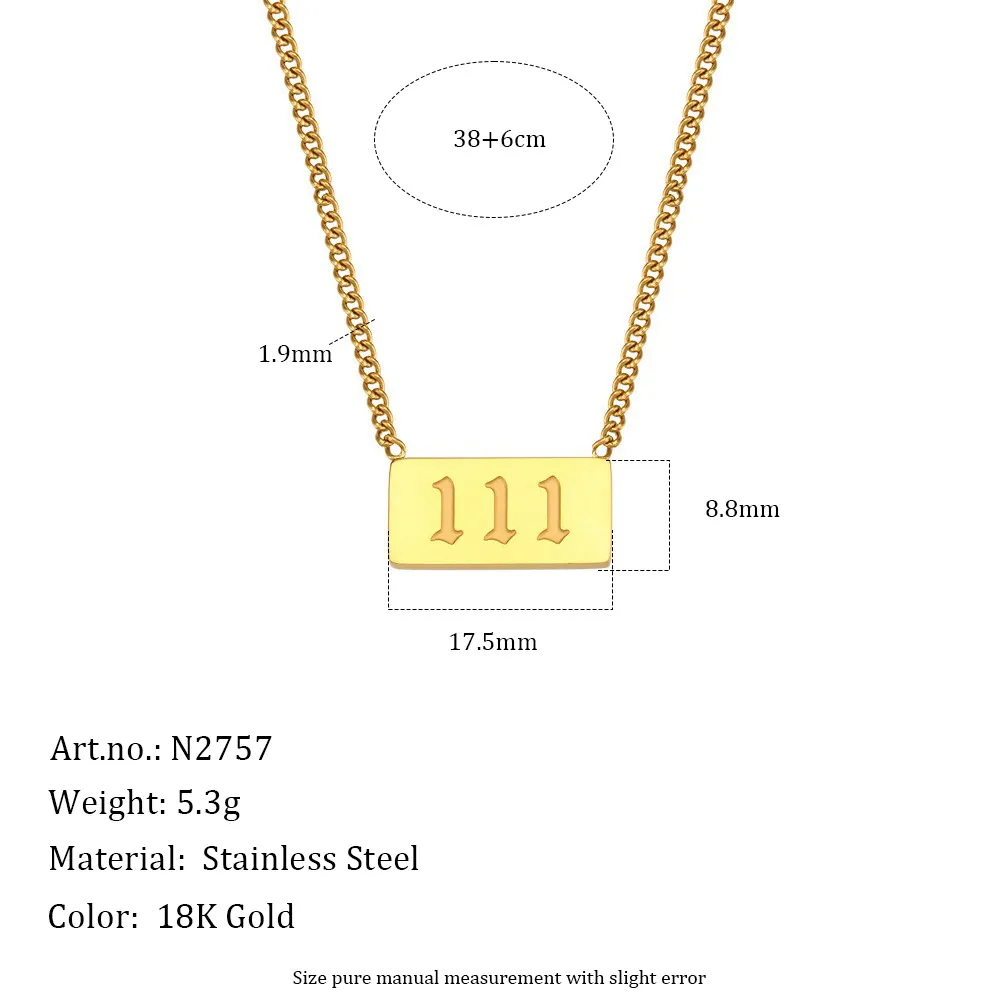 Collar De Moda Número 304 De Acero Inoxidable Chapado En Oro De 18k
