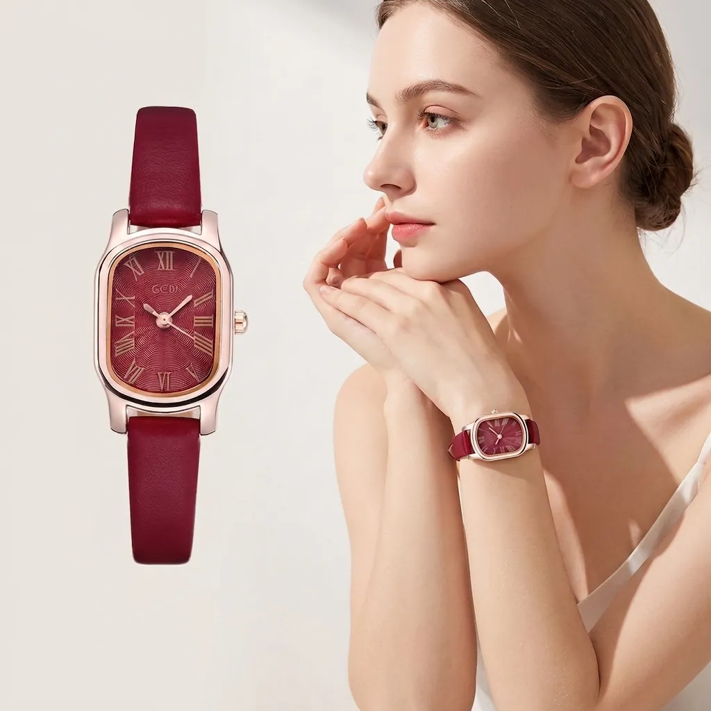 GEDI Orologio Al Quarzo Da Donna Retrò Quadrante Ovale Cinturino In Pelle Impermeabile Elegante Numeri Romani Orologio Da Polso