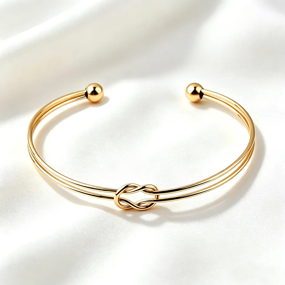 Bracciale Rigido Aperto in Acciaio Inossidabile per Donna Regolabile Infinito Cuore Nodo Placcato Oro Argento Elegante Gioielli di Moda