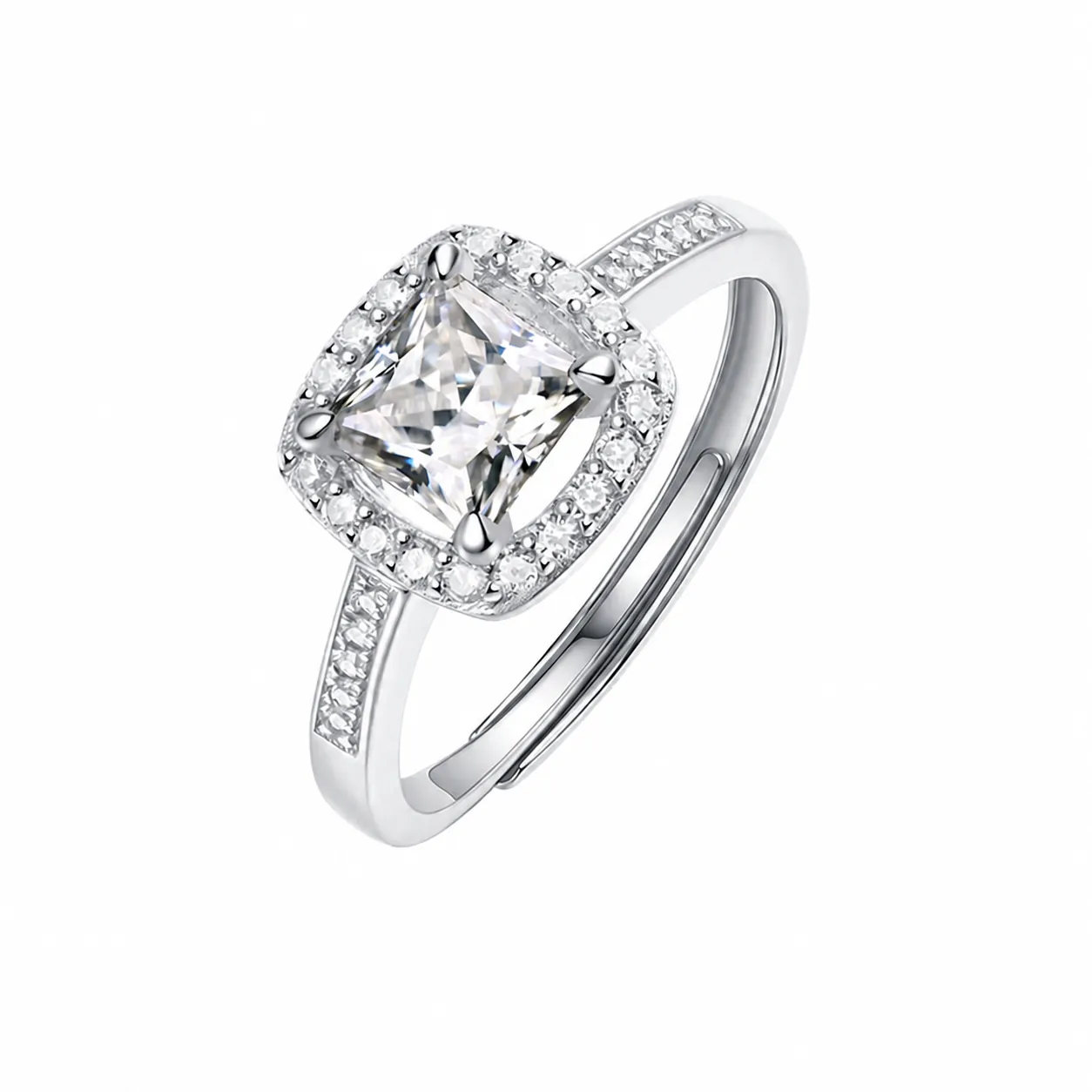 GRA Zertifizierter 925 Sterlingsilber Moissanit Ring Für Damen Luxuriöser Quadratischer Halo D Farbe Moissanit Verlobung Hochzeit Ring Schmuck