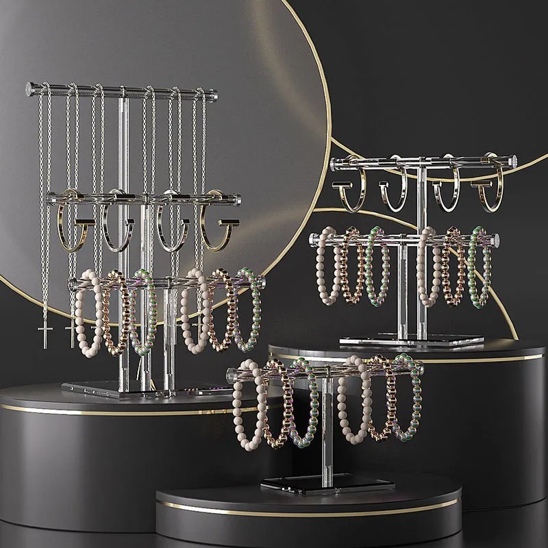 Διαφανής Ακρυλική Βάση Έκθεσης Κοσμημάτων T-Bar για Βραχιόλια Κολιέ Ρολόγια Πολυεπίπεδη Οργάνωση Κοσμημάτων για Κατάστημα Και Σπίτι