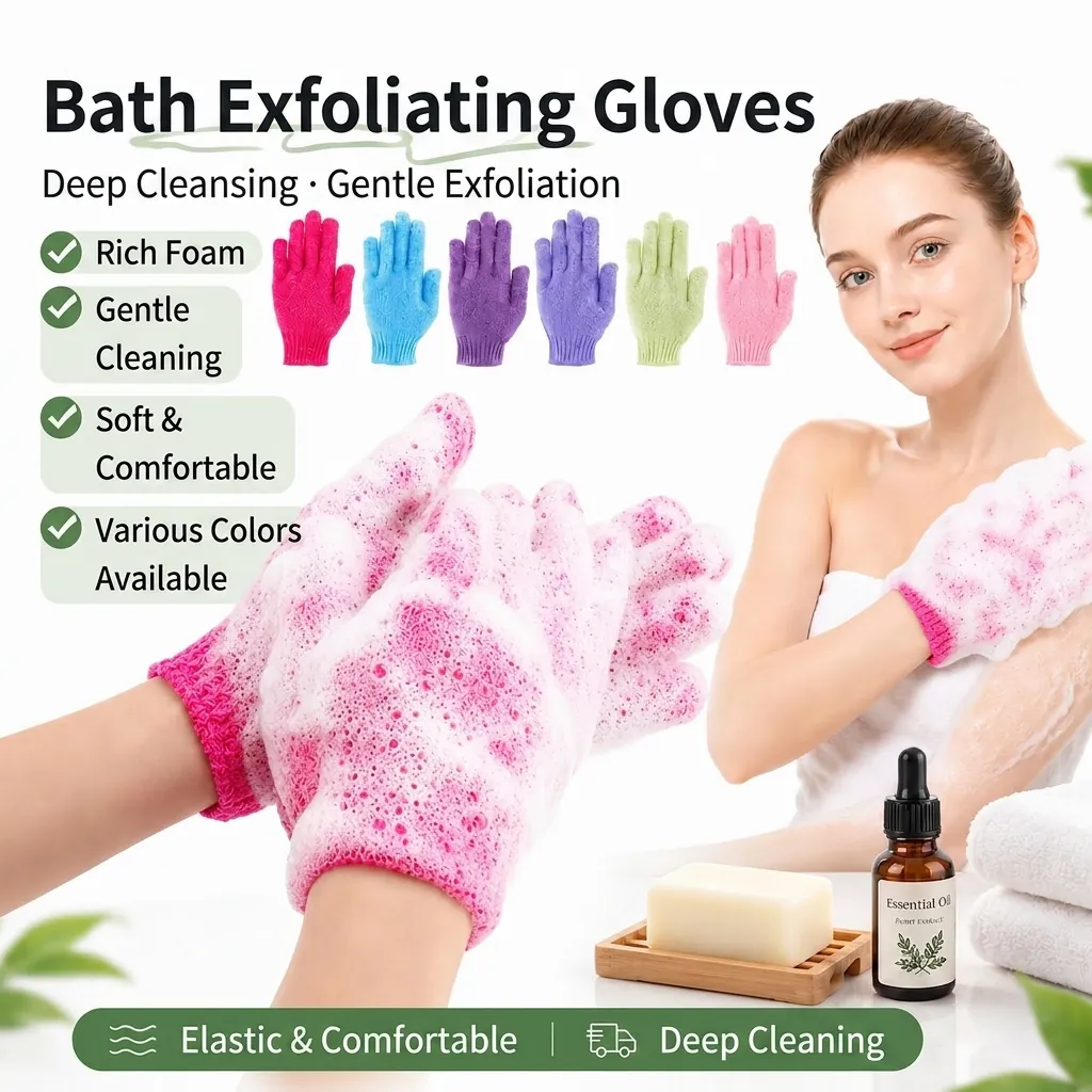 Guantes De Baño Exfoliantes Nylon Guante De Exfoliación Corporal Para Ducha Spa Limpieza Profunda Piel Muerta Elástico