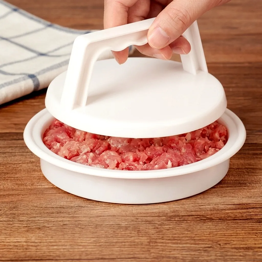 Manual PP Plastic Hamburger Patty Maker Round Meat Press Mold Kitchen Tool For Homemade Beef Burgers White Meat Pressing Mold