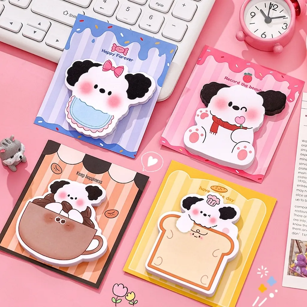 Cute Cartoon Dog Sticky Notes Die Cut Animal Shape Memo Pad Self Adhesive Removable Notepad For Student Office Stationery