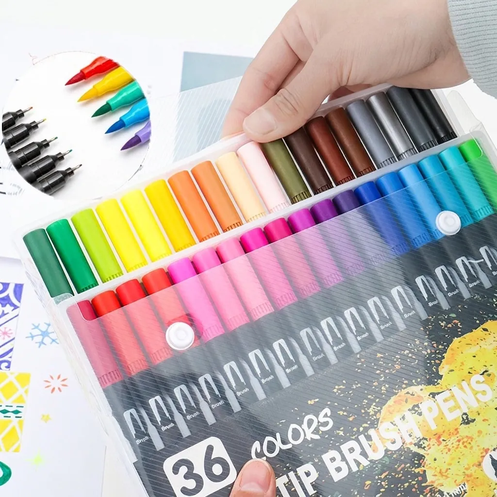Dual Tip Watercolor Brush Pens Washable Art Markers Fine Liner Painting Drawing Sketching Professional Artistic Markers For Students Artists