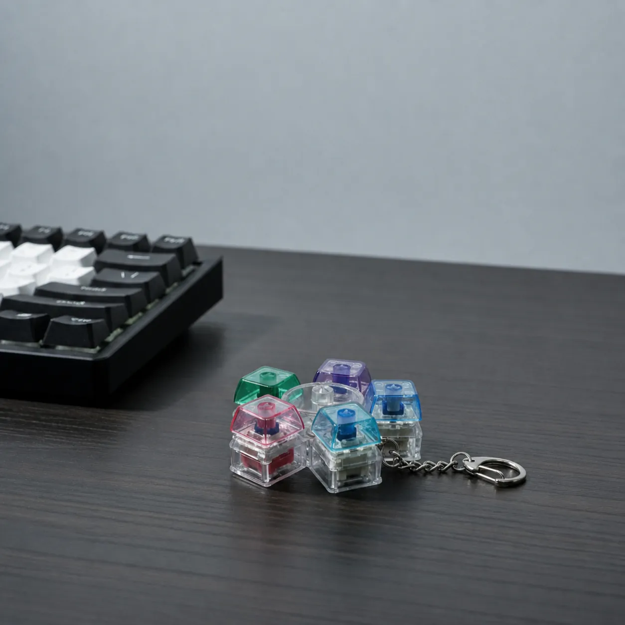 5-Achsen Verbundener Fidget Spinner Schlüsselanhänger Mechanische Tastaturschalter Stressabbau Spielzeug Leuchtend LED Tragbar Transparent PC