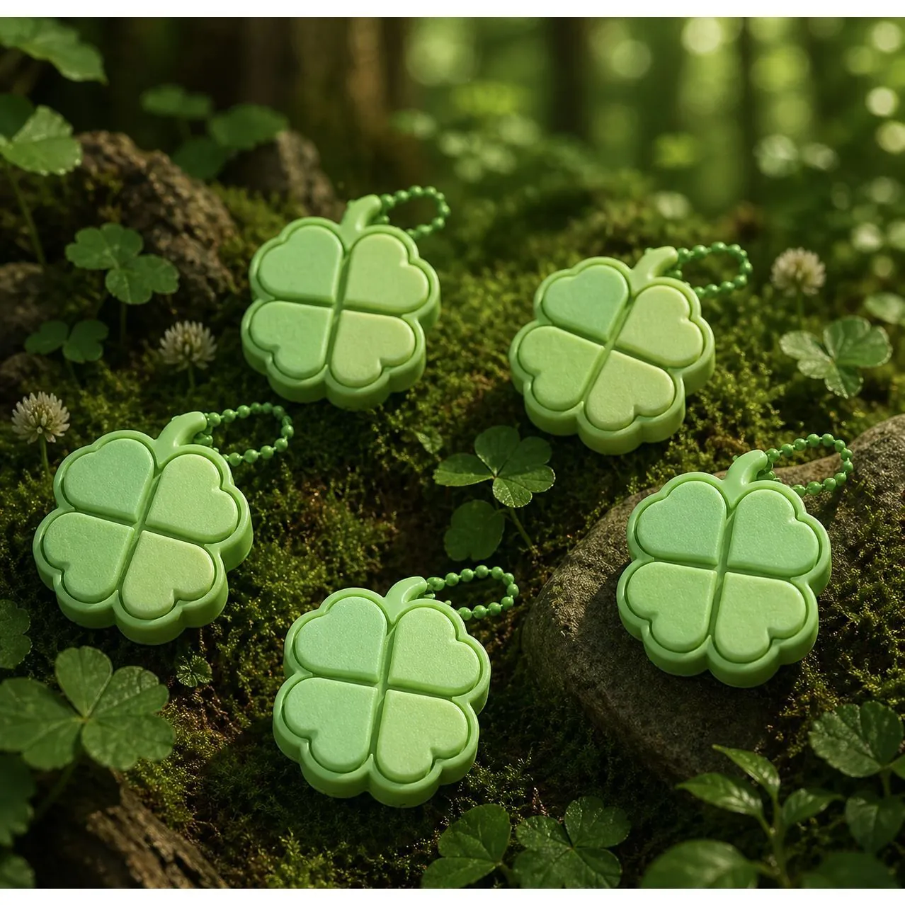LED Glow Four Leaf Clover Fidget Toy Keychain Mechanical Switch Feeling Stress Relief Sensory Toy For School Office Kids Adults