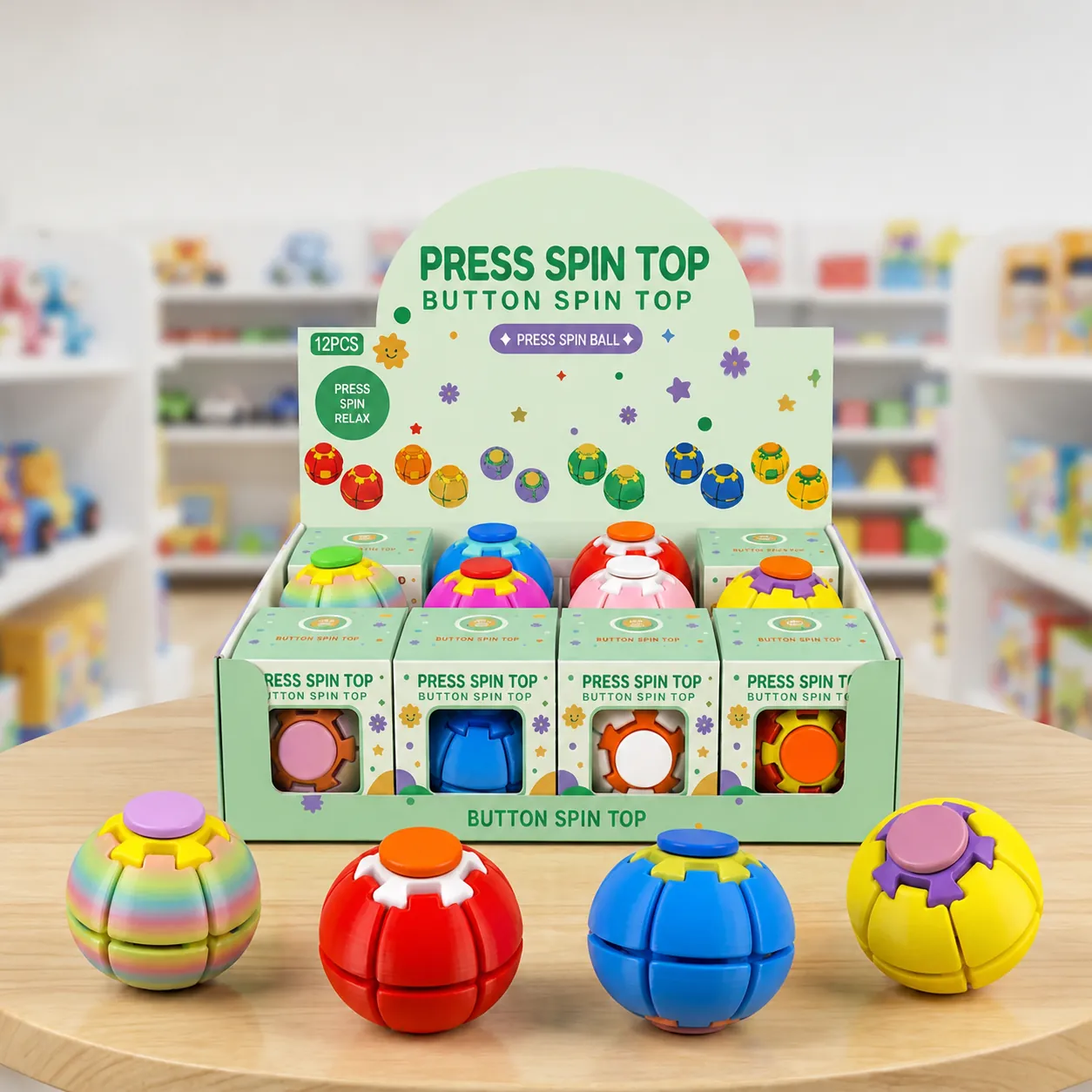 3D Printed Press-to-Spin Ball Gyroscope Toy For Adults Teens Office Desk Ornament Sensory Fidget Puzzle Toy Finger Spin Top