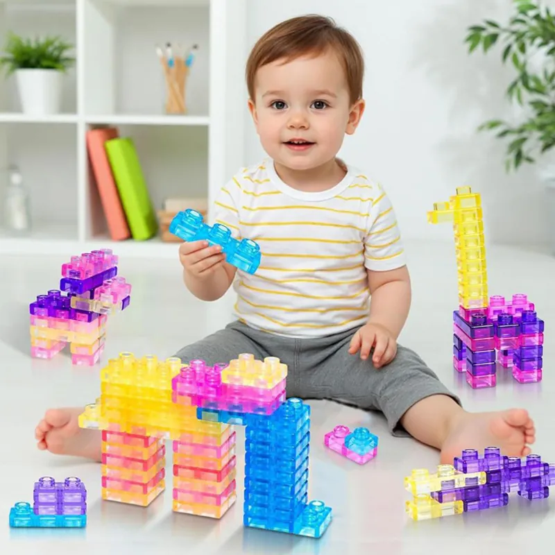 Blocchi da Costruzione Squishy Jelly in Morbido TPE Giocattoli Sensoriali Educativi per Bambini Set di Costruzioni Multicolore