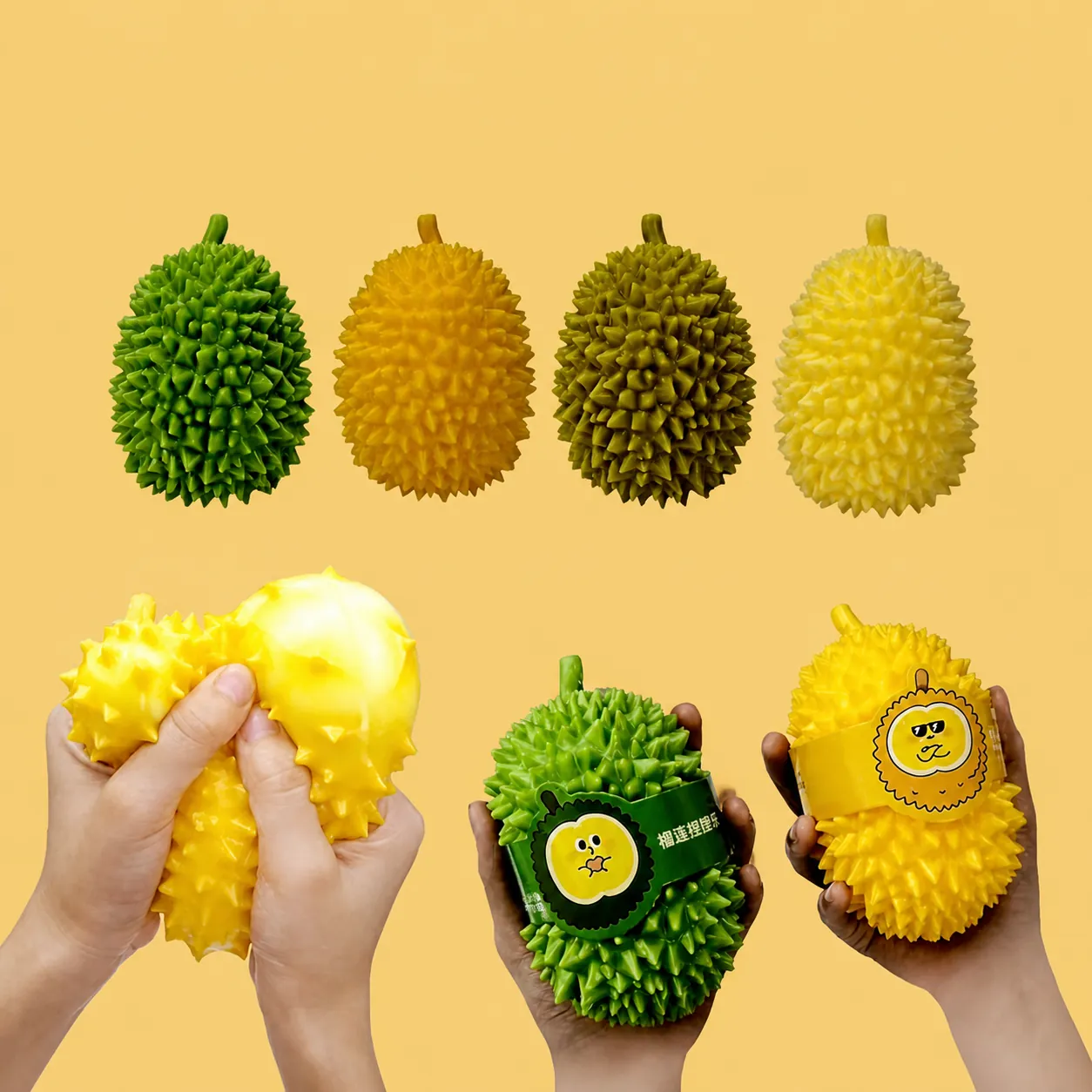 Creative Durian Shaped Squishy Stress Relief Toy Plastic Simulation Fruit Squeeze Toy Fidget Sensory Toy For Anxiety Relief Mixed Colors