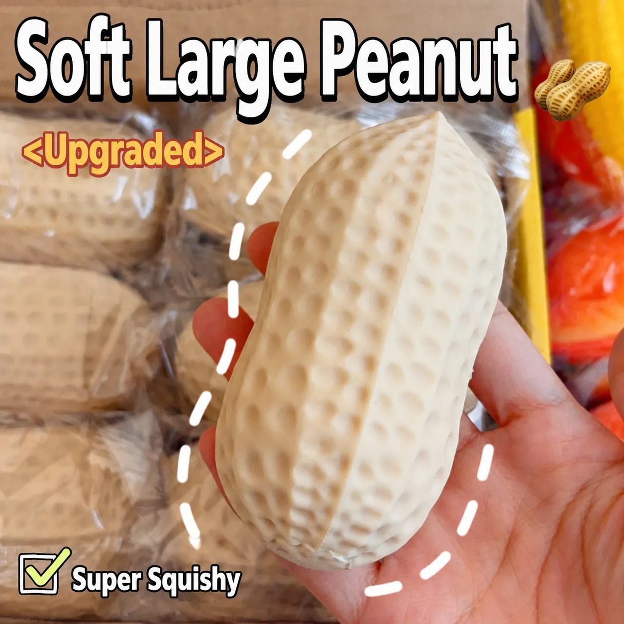Realistic Peanut Hamburger Squishy Toy TPR Soft Decompression Squeeze Stress Relief Toy For Kids Adults Fun Simulation Food Sensory Toy