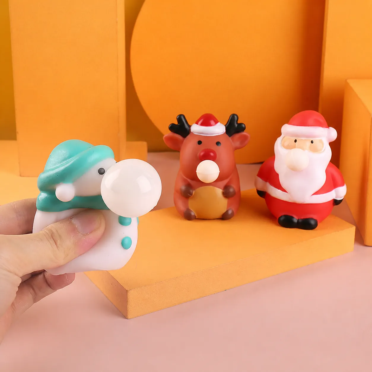 Natale Squishy Giocattolo Antistress TPR Babbo Natale Pupazzo di Neve Renna Soffio di Bolle Spremere Giocattolo Novità Regalo Festa