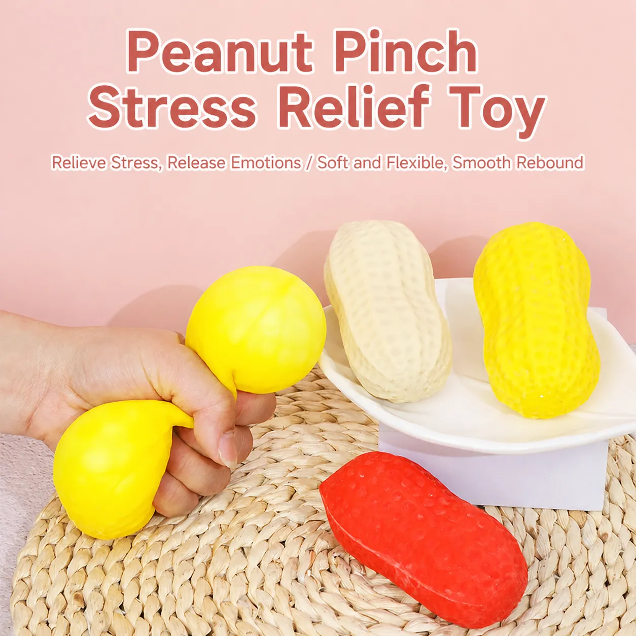 Simulation Erdnuss Squishy Spielzeug Zum Stressabbau Sensorisches Fidget Spielzeug Weiches TPR Mehl Gefülltes Quetschspielzeug
