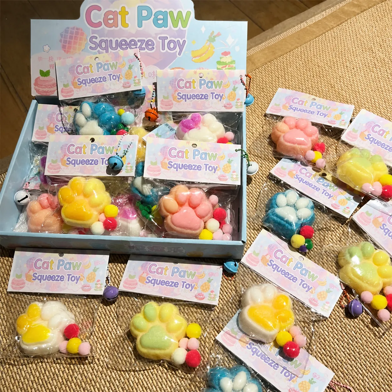 Cute Cat Paw Squishy Toy Soft Plush Surface Macaron Colors Stress Relief Toy For Kids Adults Sensory Squeeze Toy
