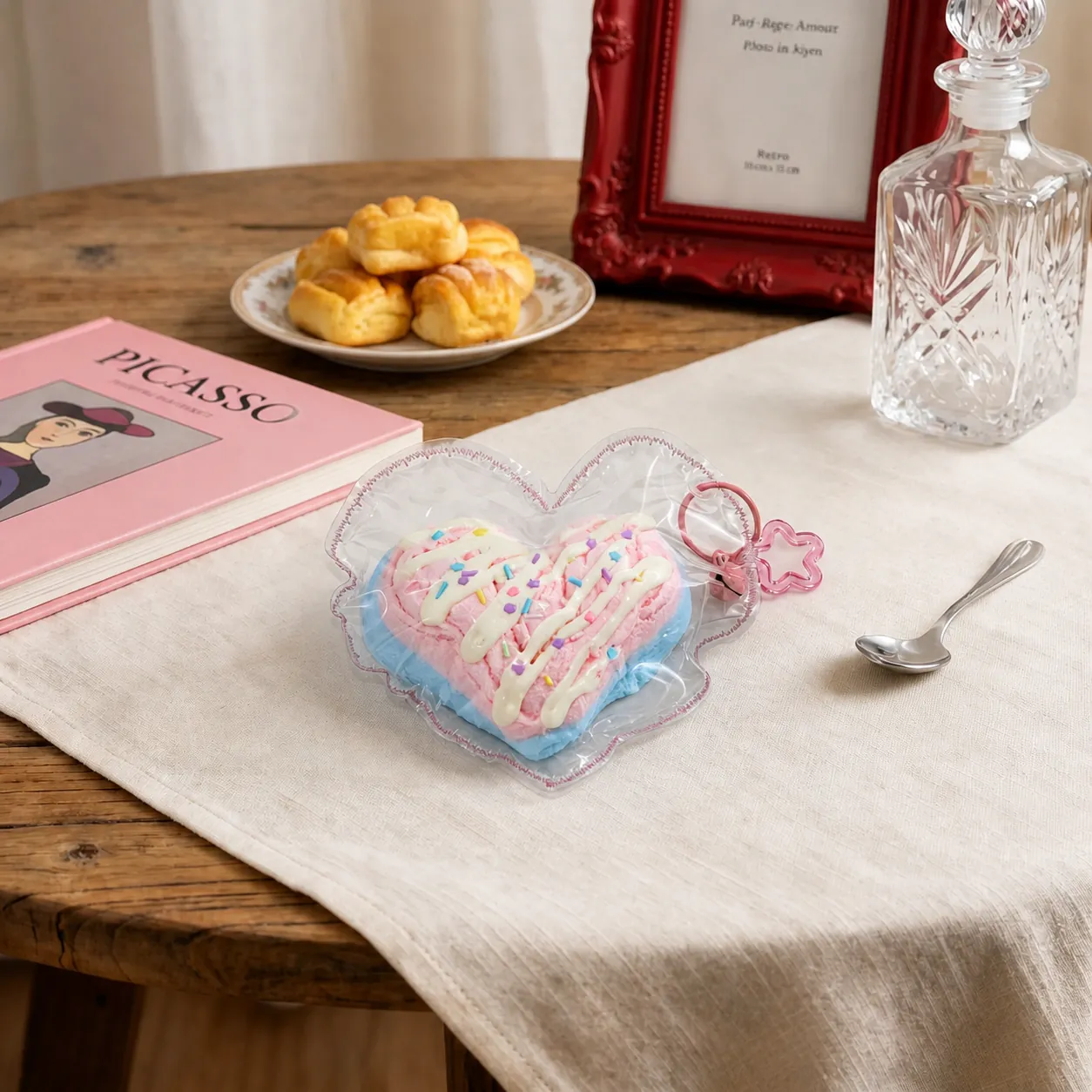 Juguete Squishy de Silicona con Forma de Corazón Alivio del Estrés Rebote Lento para Niños Adultos Pastel de Crema Rosa Azul Regalo