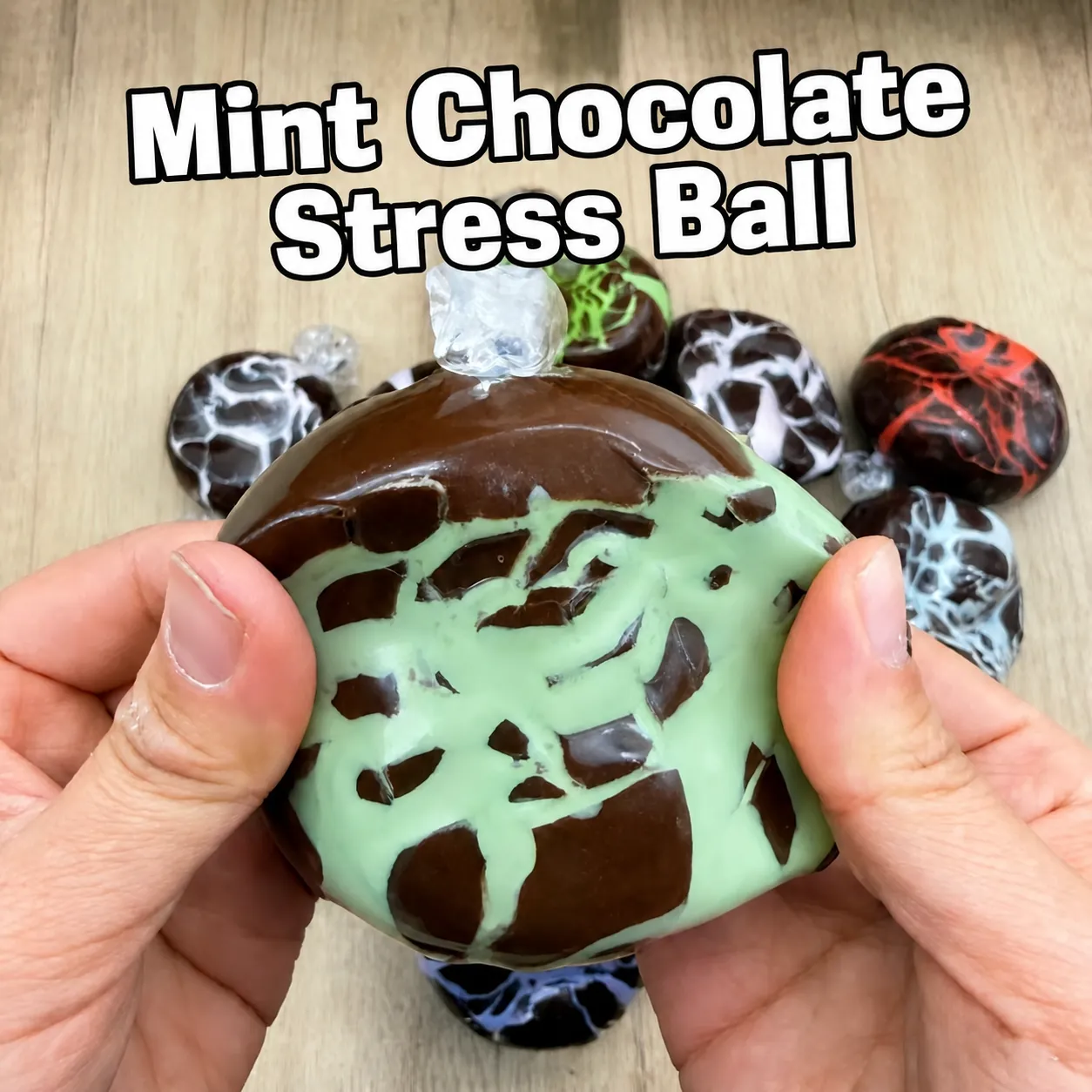 Handmade Crispy Squishy Ball For Stress Relief Mint Chocolate Style Soft TPR Material Soft Squeeze Toy For Adults Teens