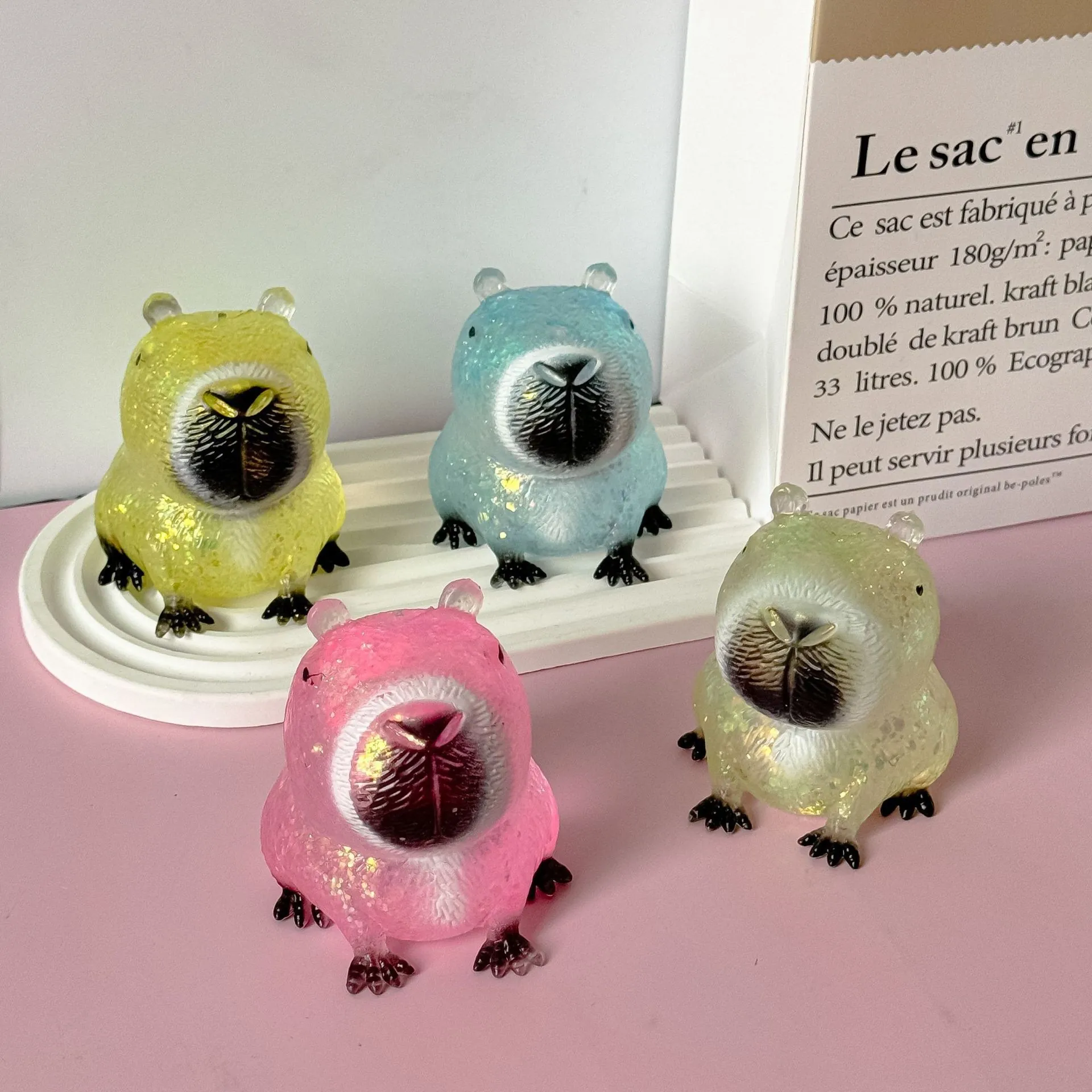 Cute Capybara Squishy Toy Slow Rebound Soft Decompression Squeeze Toy Glitter Transparent Animal Stress Relief Toy For Kids Adults