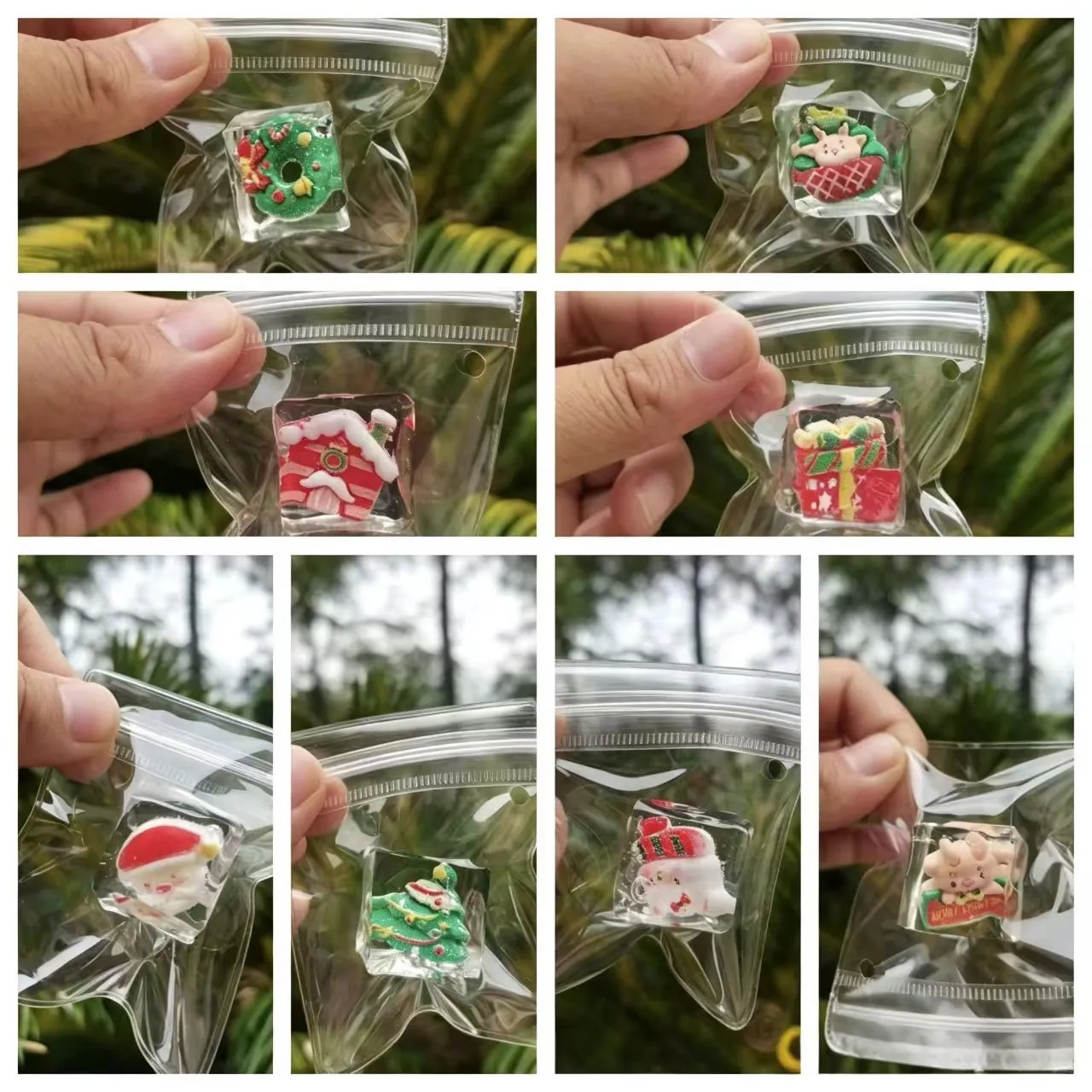 Christmas Squishy Squeeze Toy Ice Cube Stress Relief Toy Cartoon Santa Claus Christmas Tree For Kids Adults Holiday Party Gift