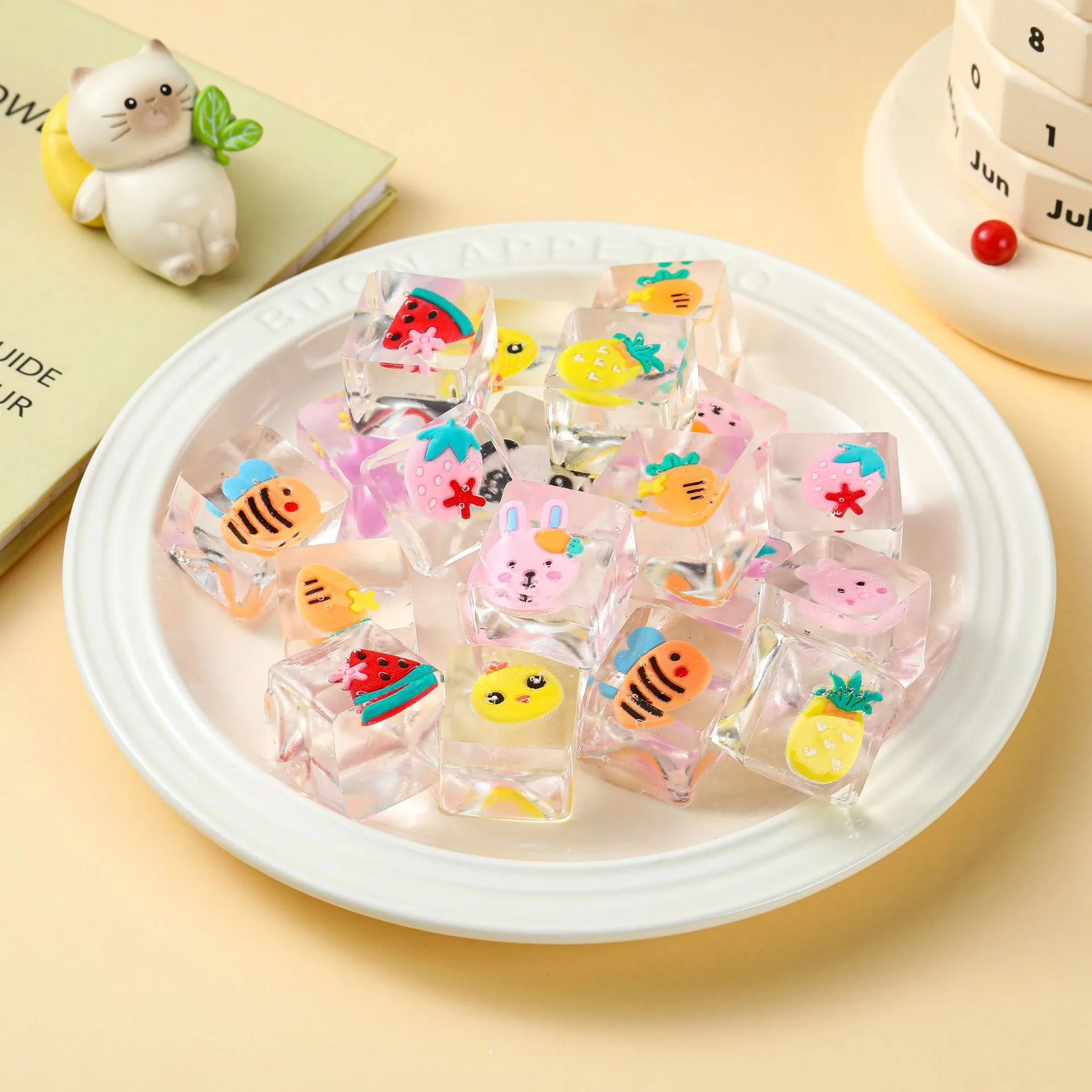 Cute Cartoon Animal Fruit Ice Cube Squishy TPR Transparent Sensory Stress Relief Squeeze Toy For Kids Adults Novelty Gift