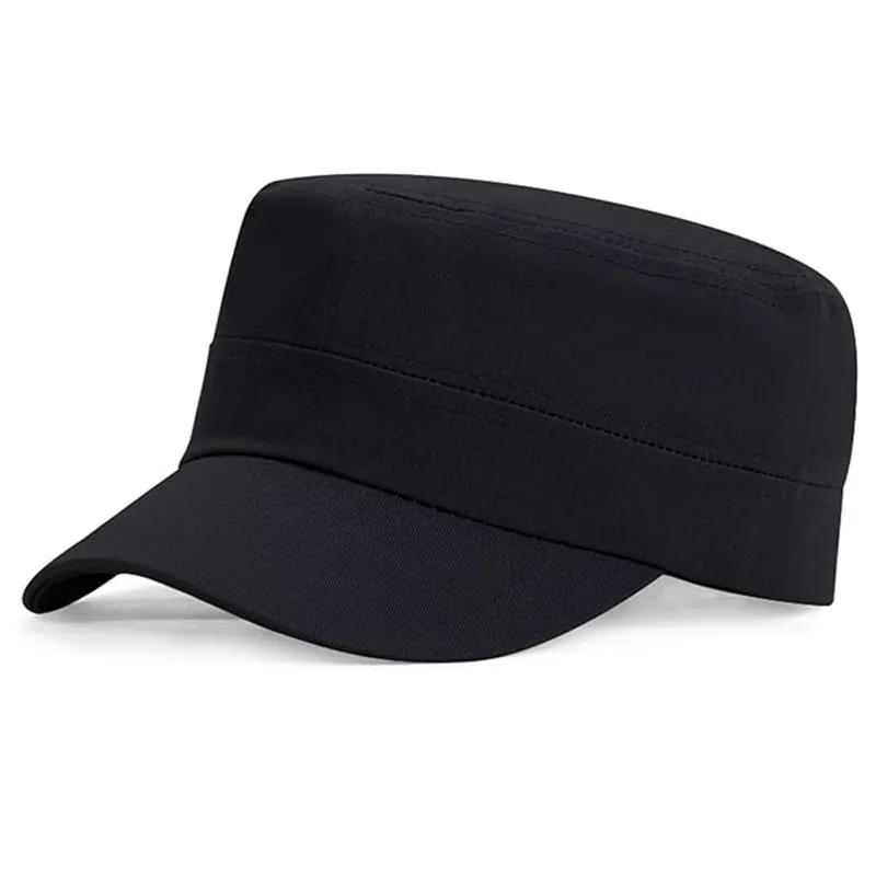 Korean Style Minimalist Solid Color Cadet Cap For Men Women Casual Outdoor Sun Protection Flat Top Army Hat