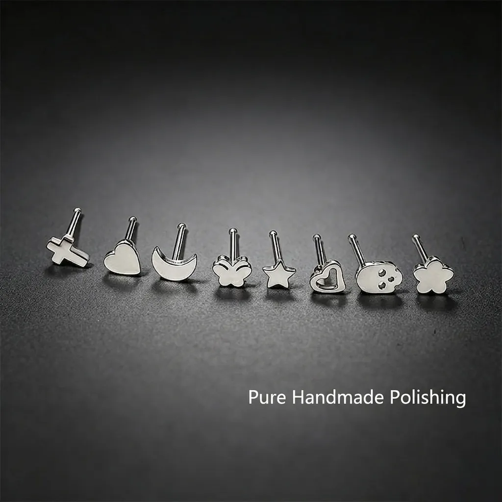 Minimalist Stainless Steel Nose Studs For Women Men Butterfly Moon Flower Scorpion Piercing Jewelry Silver Nose Rings